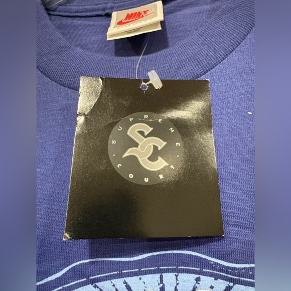 NWT Vintage 90s Nike Supreme Court Blue Center Swoosh T-shirt Sz 2XL XXL - Picture 3 of 6